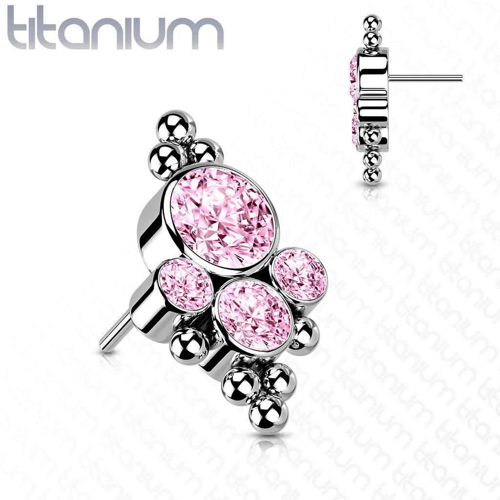CZ Bezel Set Cluster Center Top