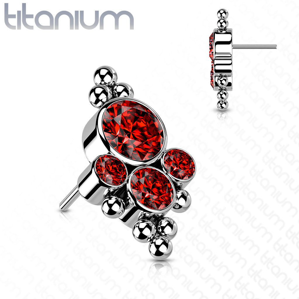 CZ Bezel Set Cluster Center Top