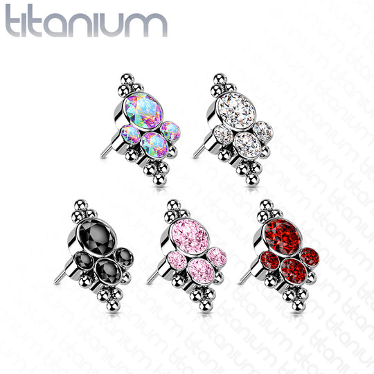 CZ Bezel Set Cluster Center Top