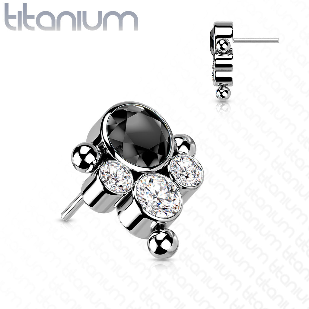 Top Opal CZ Center with 3 CZ and Ball Edge