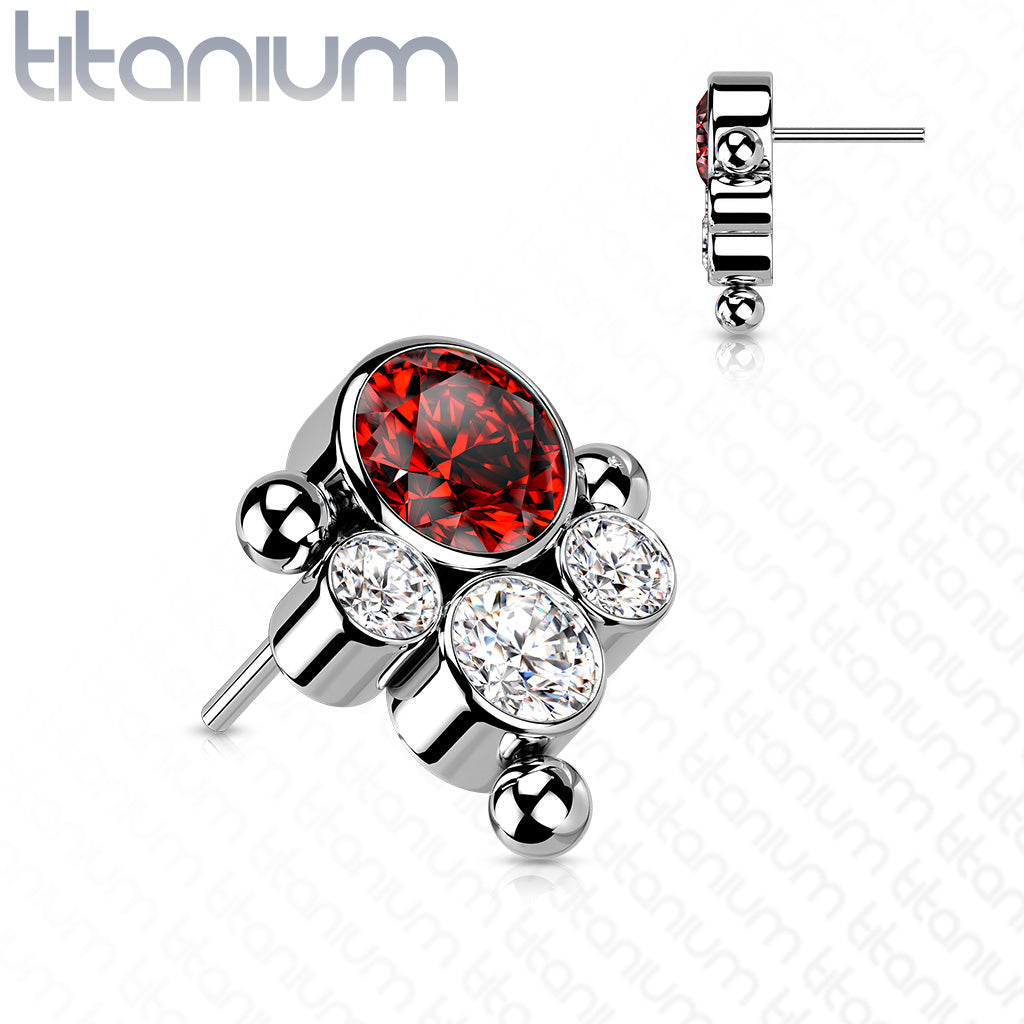 Top Opal CZ Center with 3 CZ and Ball Edge