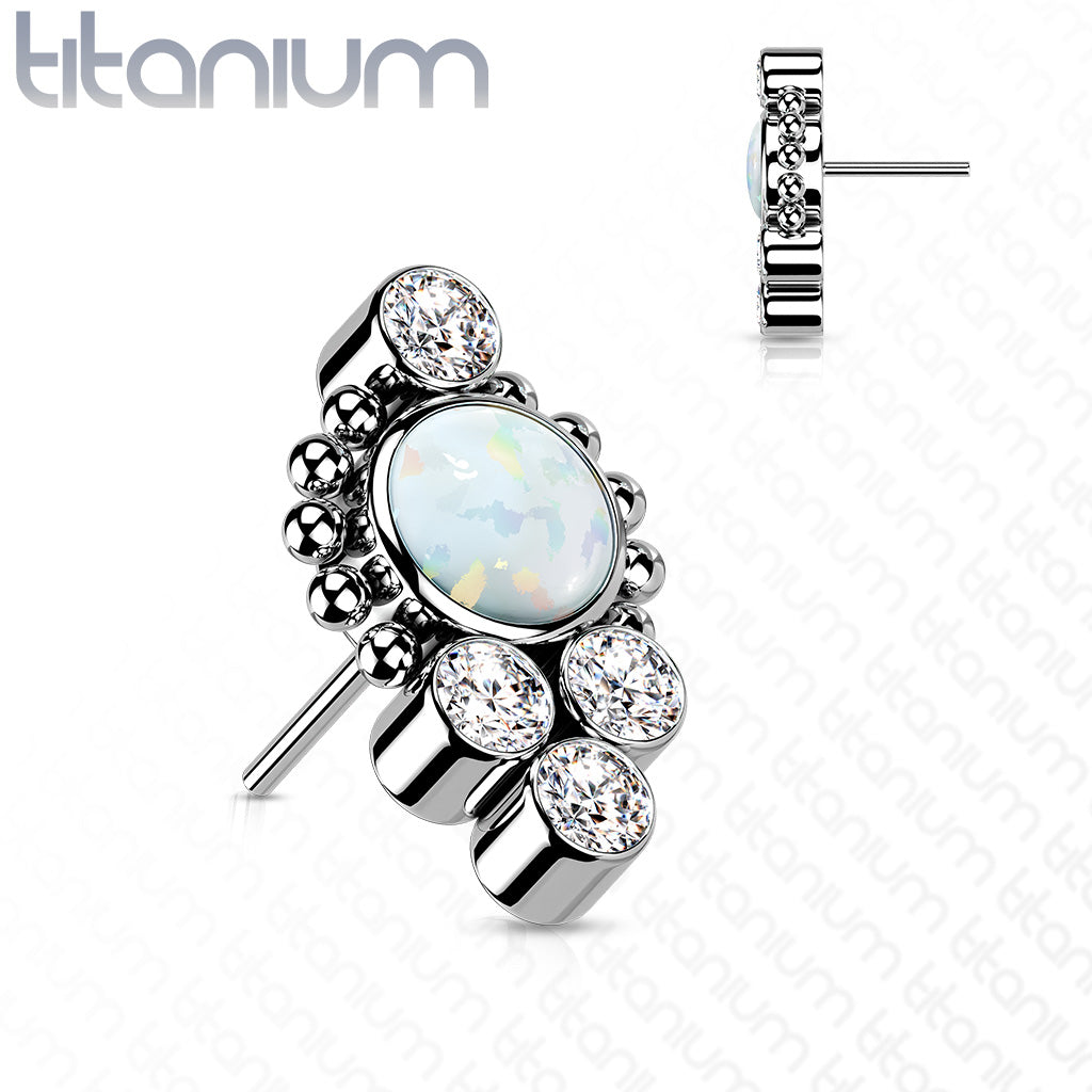 Opal Center CZ Center Cluster Bezel Set