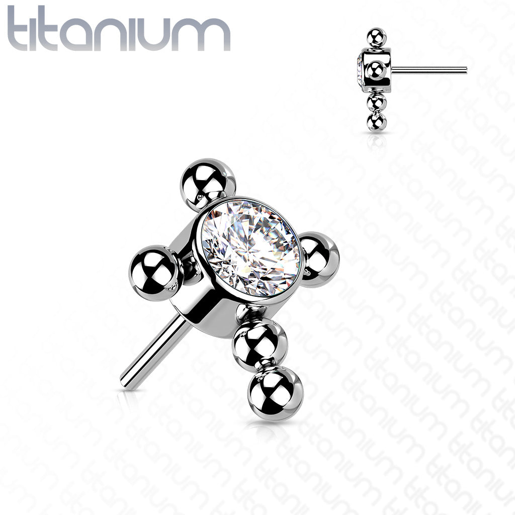 Beaded Cross with Opal CZ Bezel