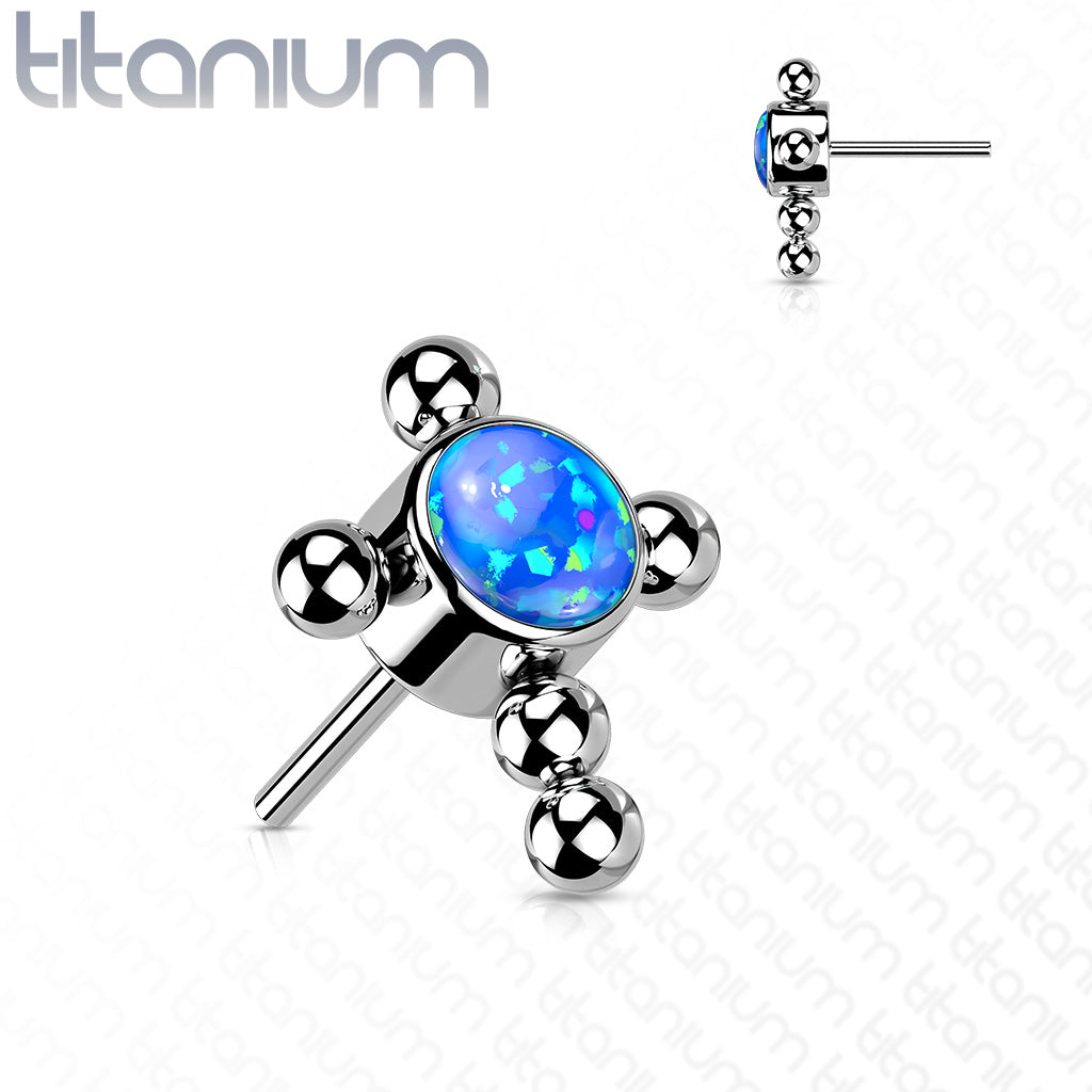 Beaded Cross with Opal CZ Bezel