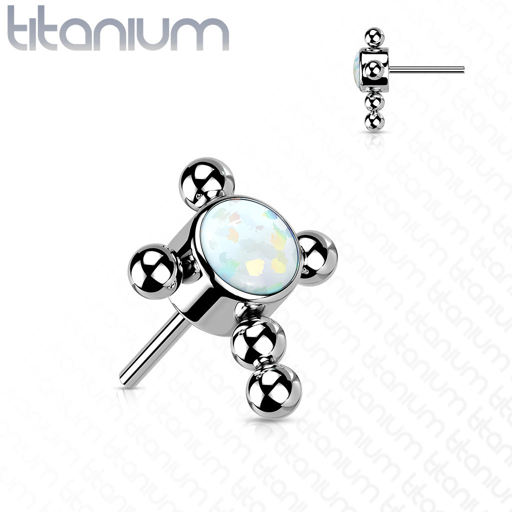 Beaded Cross with Opal CZ Bezel