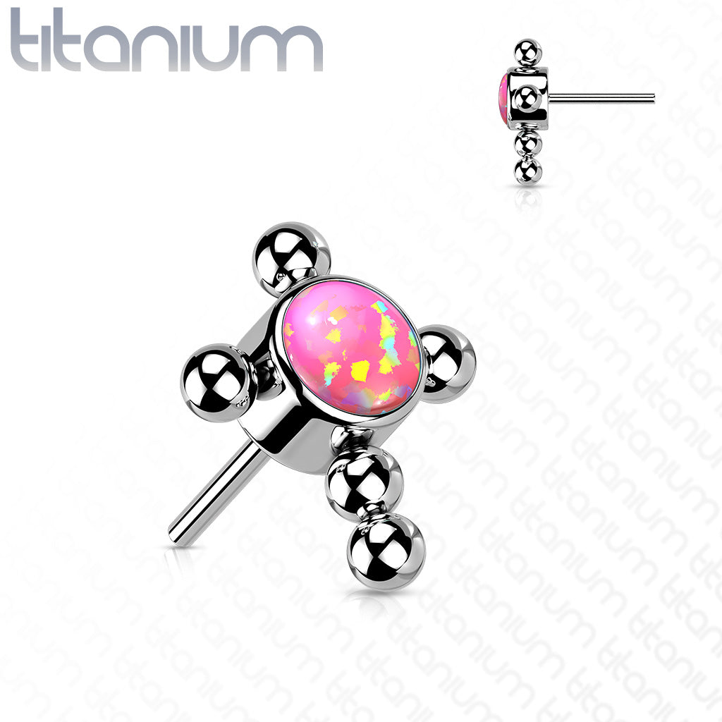 Beaded Cross with Opal CZ Bezel