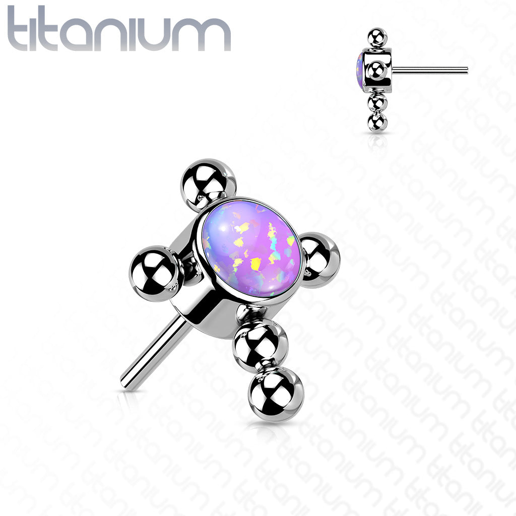 Beaded Cross with Opal CZ Bezel