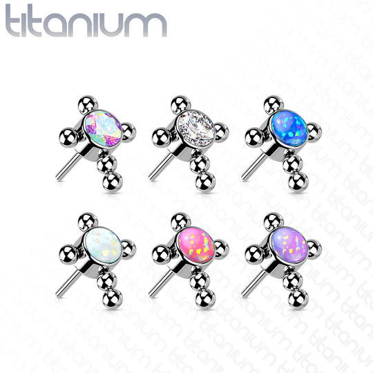 Beaded Cross with Opal CZ Bezel