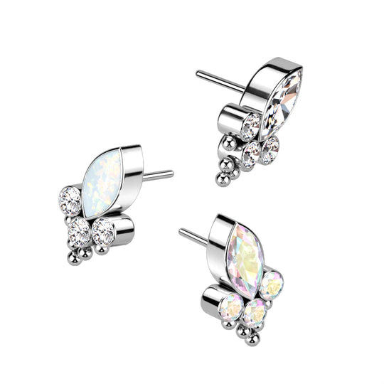 Marquise CZ or Opal and round Cz and balls