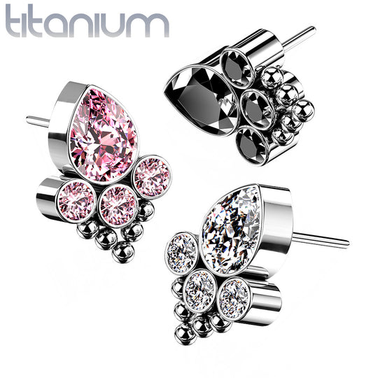 Bezel Set Ball Cluster Pear Center