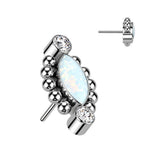 Marquise CZ or Opal Center Surrounded Ball Clusters and CZ Ends