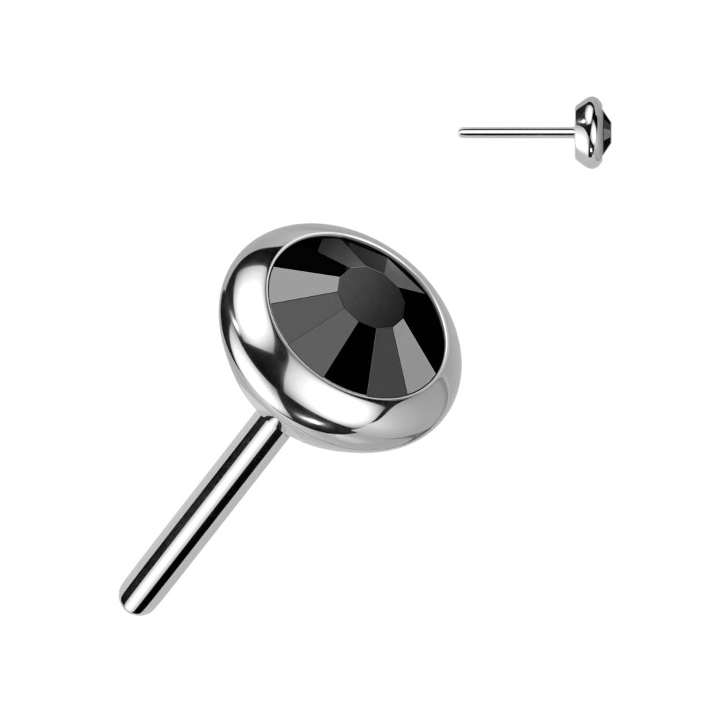 Implant Grade Titanium Threadless Push In Round Flat Bezel Set CZ or Opal Top