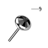 Implant Grade Titanium Threadless Push In Round Flat Bezel Set CZ or Opal Top