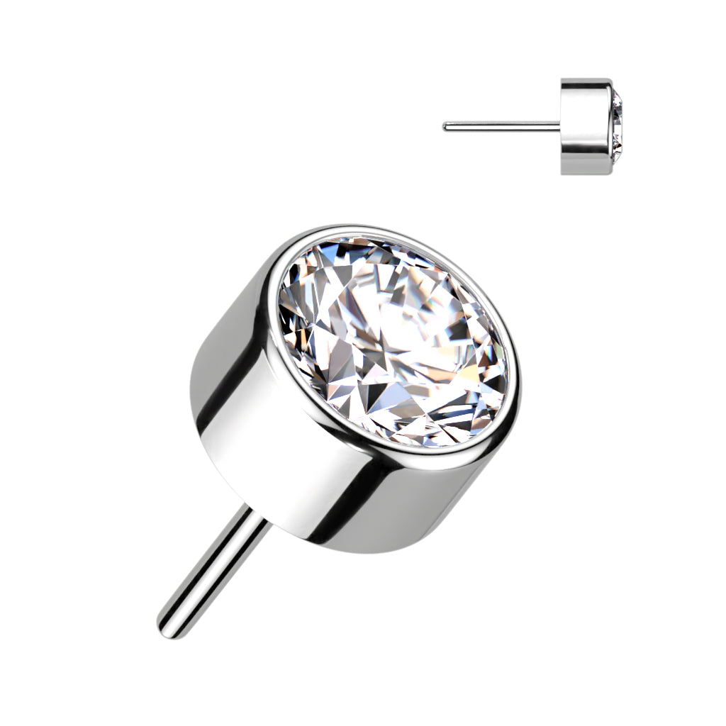 Threadless Push In Round Bezel Set CZ Top