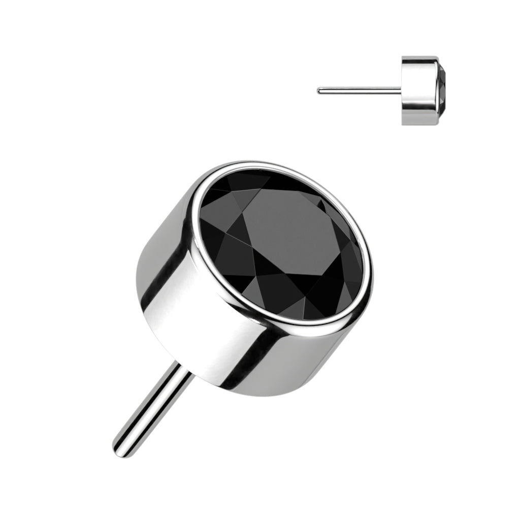 Threadless Push In Round Bezel Set CZ Top