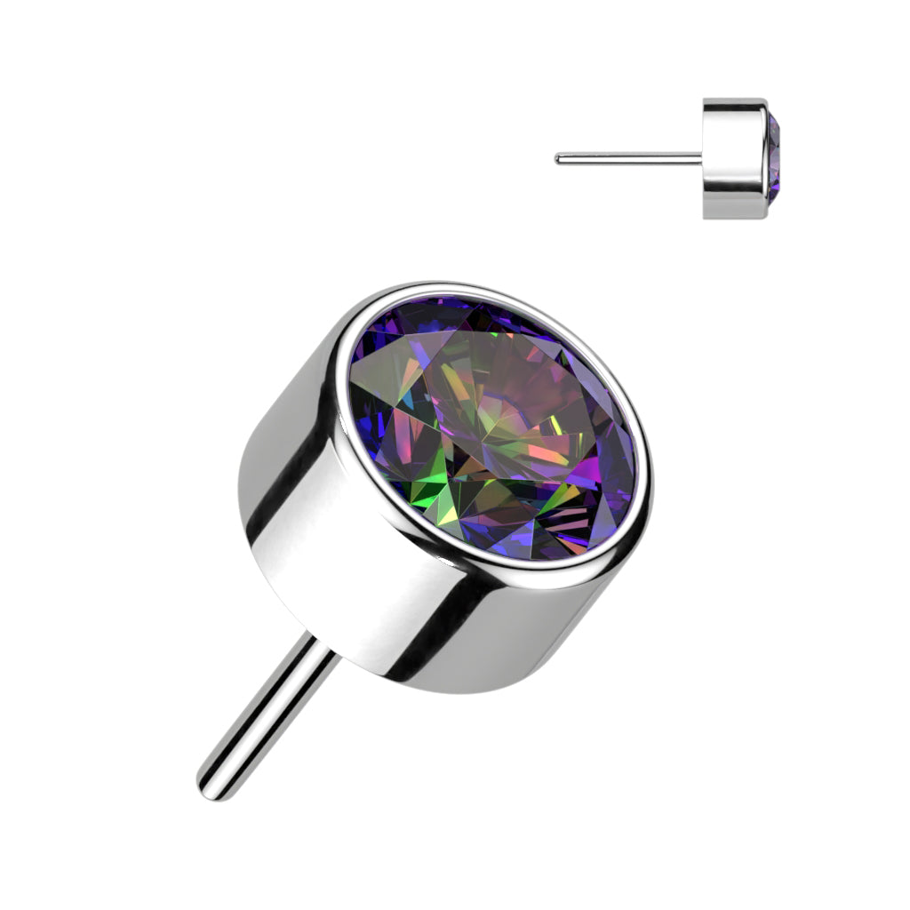 Threadless Push In Round Bezel Set CZ Top