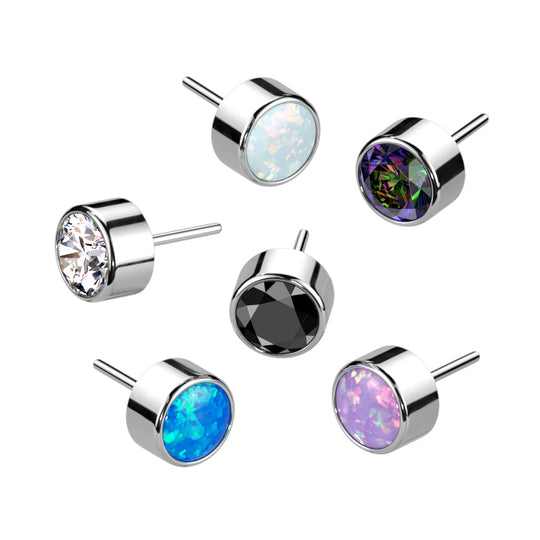 Threadless Push In Round Bezel Set CZ Top