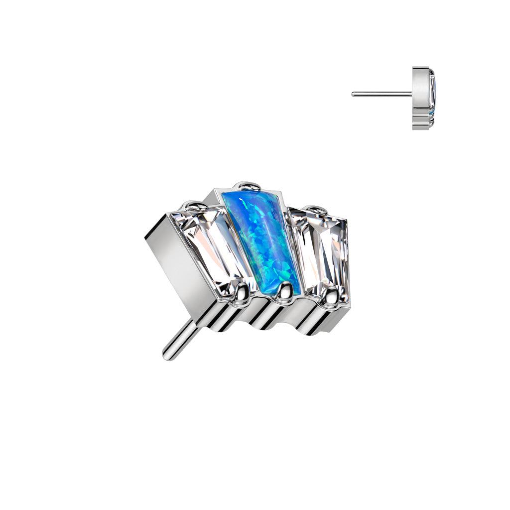 3 Baguette Top With CZ or Opal Center