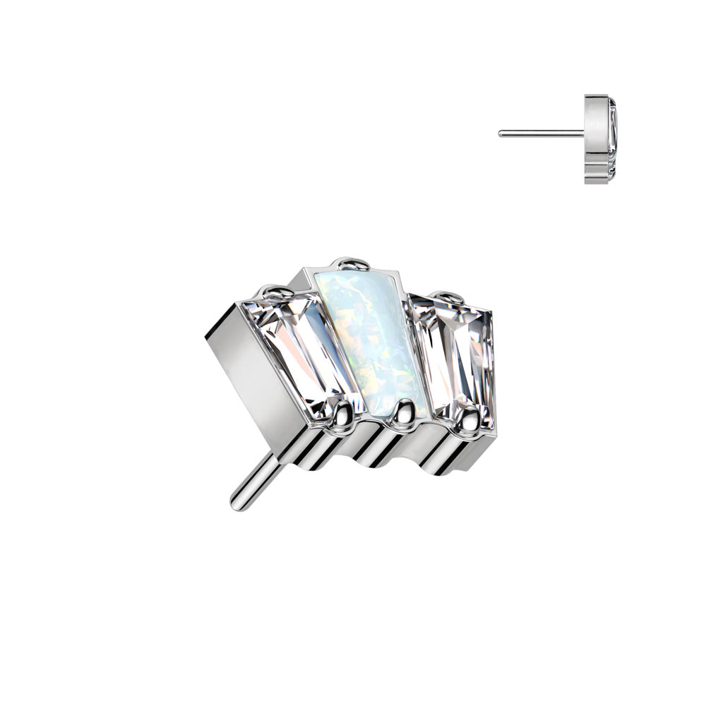 3 Baguette Top With CZ or Opal Center