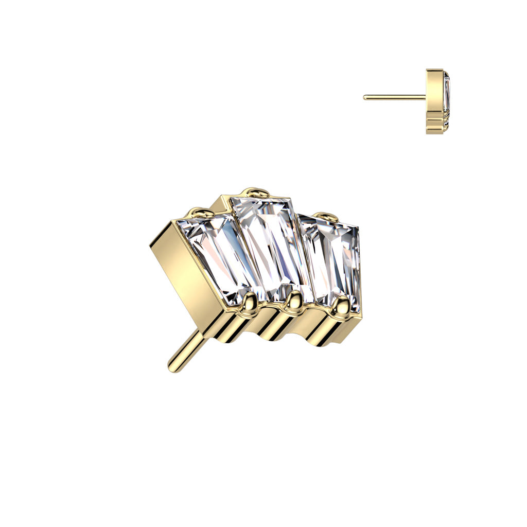 3 Baguette Top With CZ or Opal Center