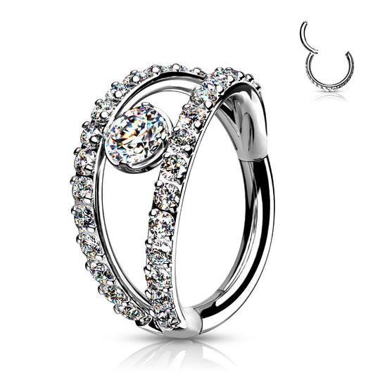 Double CZ Paved Hoops with CZ Center