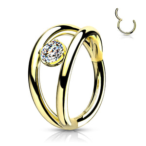 Hoop ring Double Hoop With CZ Center