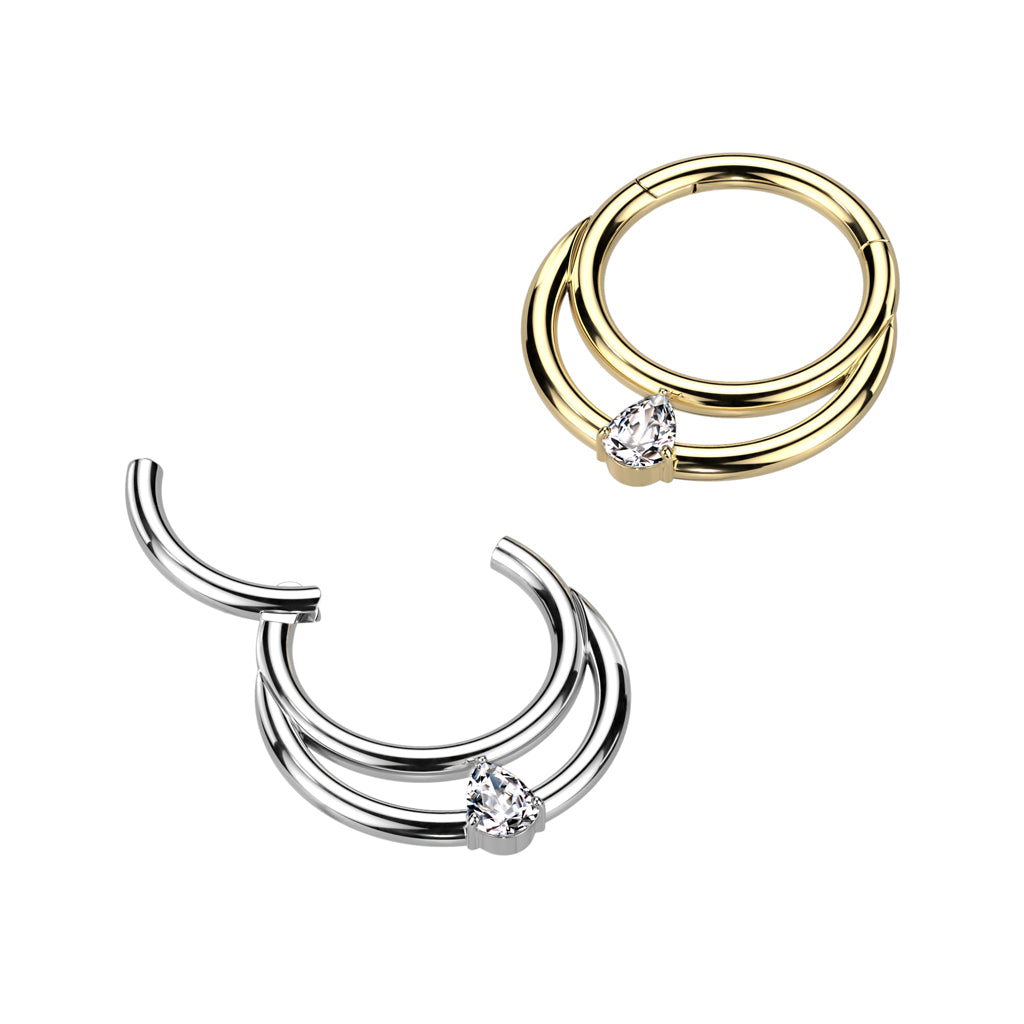 Double Line and Tear Drop CZ Center