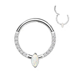 Marquise CZ or Opal Center and CZ Paved Sides