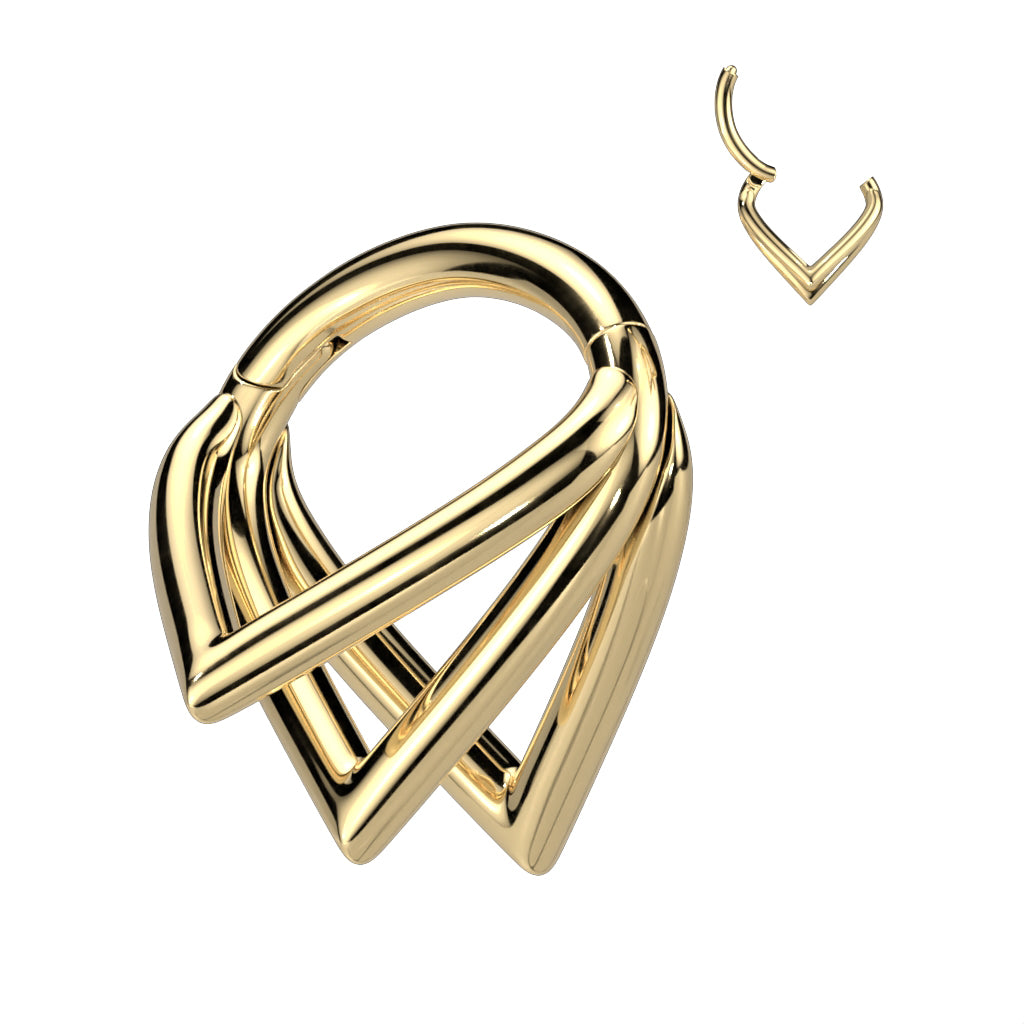 Segment Hoop Ring With Triple Pointed Chevron Hoops
