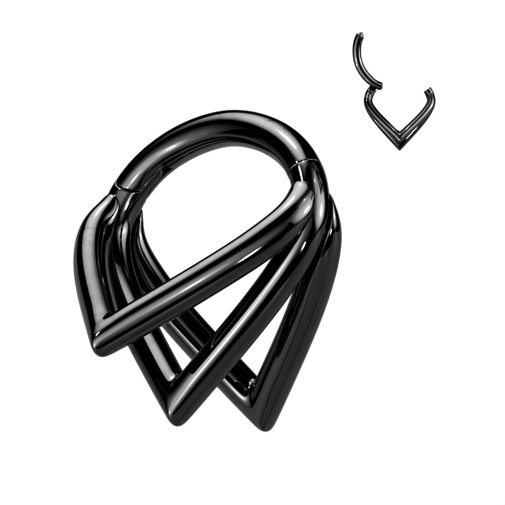 Segment Hoop Ring With Triple Pointed Chevron Hoops