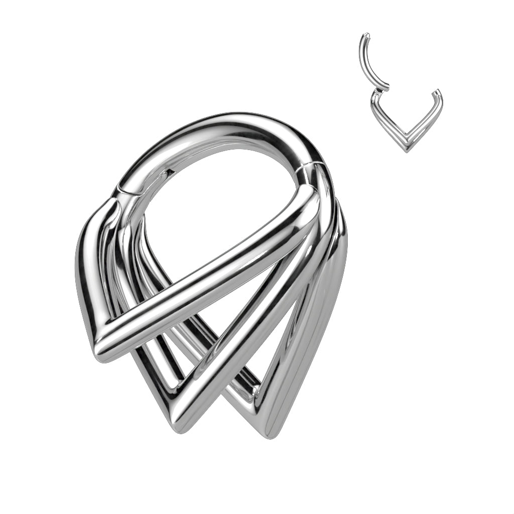 Segment Hoop Ring With Triple Pointed Chevron Hoops