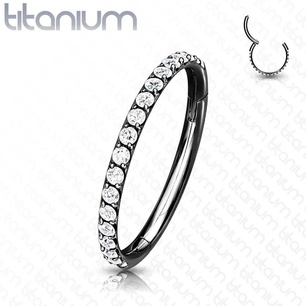 Hinged Segment Hoop Rings with Outward Facing Paved CNC Set