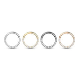 Implant Grade Titanium Hinged Segment Hoop Ring With Forward Facing Pave CNC Set CZ