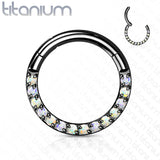 Implant Grade Titanium Hinged Segment Hoop Rings With Opal Paved Front