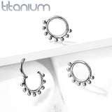 Implant Grade Titanium Hinged Segment Hoop Rings with Outer Decorative Spheres