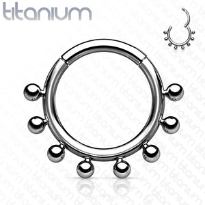 Implant Grade Titanium Hinged Segment Hoop Rings with Outer Decorative Spheres