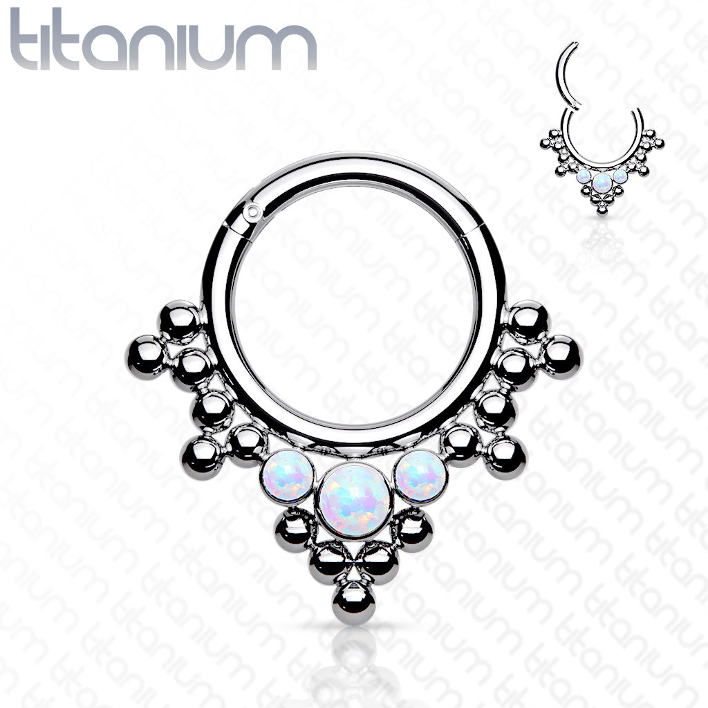 Clustered Tribal Beads And 3 Bezel Set Opals