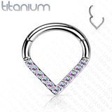 Segment Hoop Ring With Line CZ Chevron