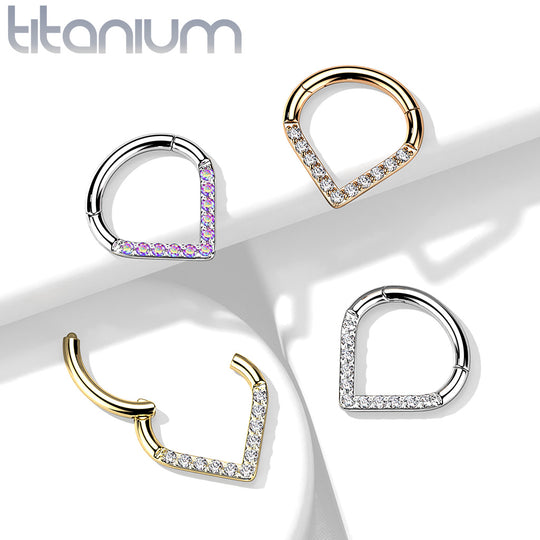 Segment Hoop Ring With Line CZ Chevron