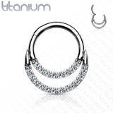 Hinged Segment Hoop Ring with Double Lined CZ