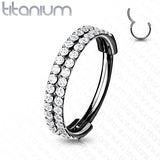 Hinged Segment Hoop Ring with Outward Facing Double Lined CZ