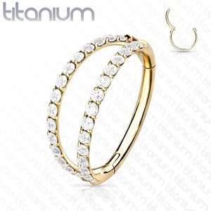 Hinged Segment Hoop Ring with Spearating Double Lined CZ