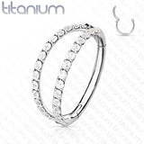 Hinged Segment Hoop Ring with Spearating Double Lined CZ