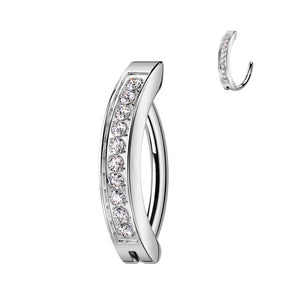 Hoop With CNC Set CZ Belly Button Ring