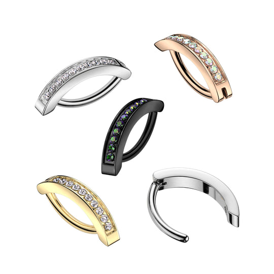 Hoop With CNC Set CZ Belly Button Ring