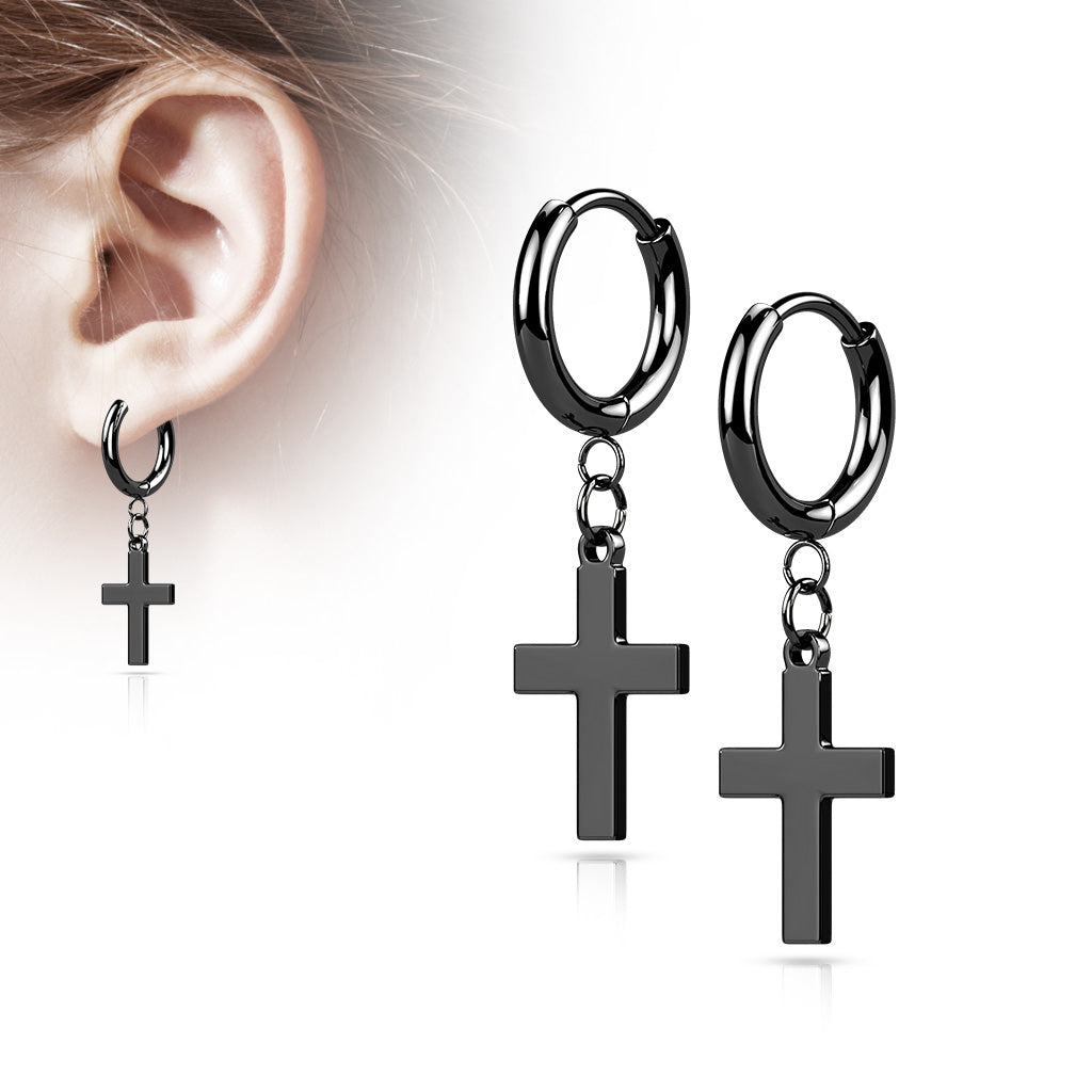 Paire Hoop avec Croix / hinged Hoop cross dangle