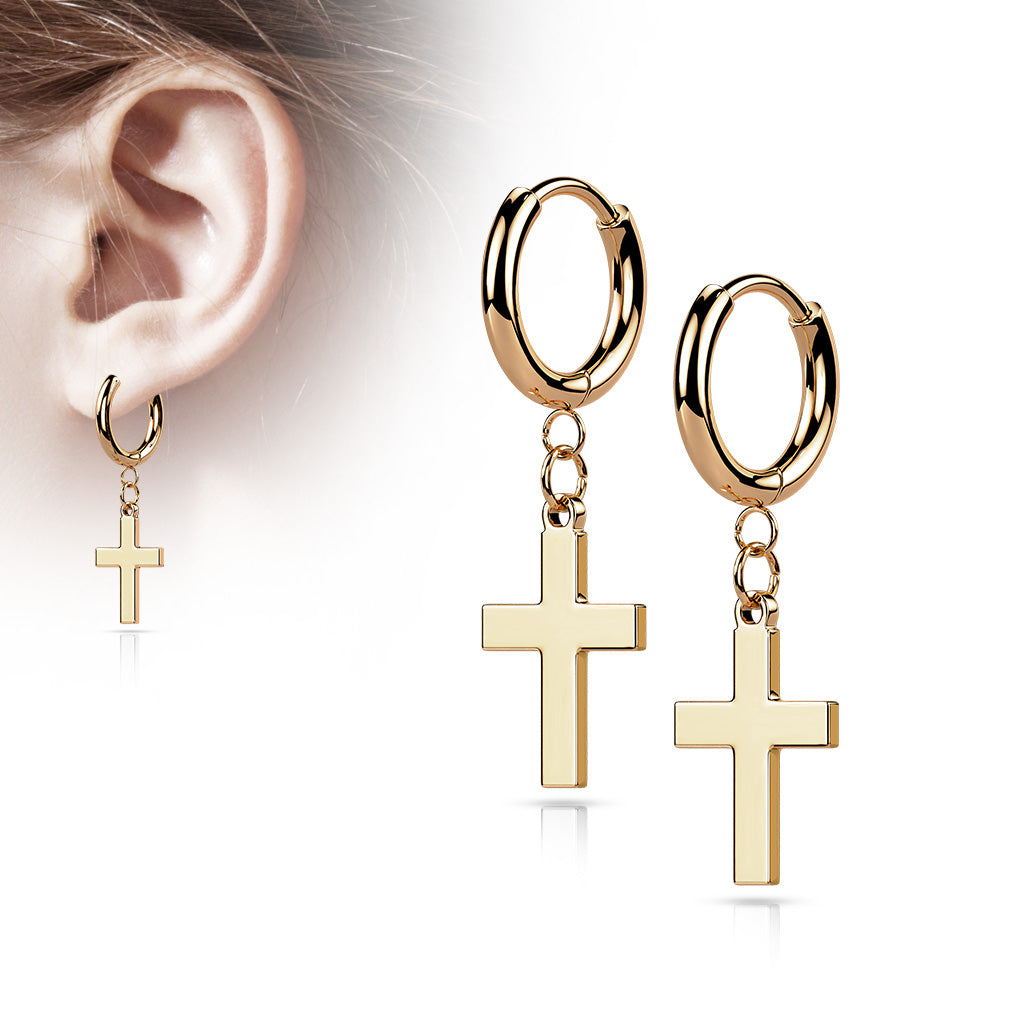 Paire Hoop avec Croix / hinged Hoop cross dangle