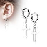 Paire Hoop avec Croix / hinged Hoop cross dangle