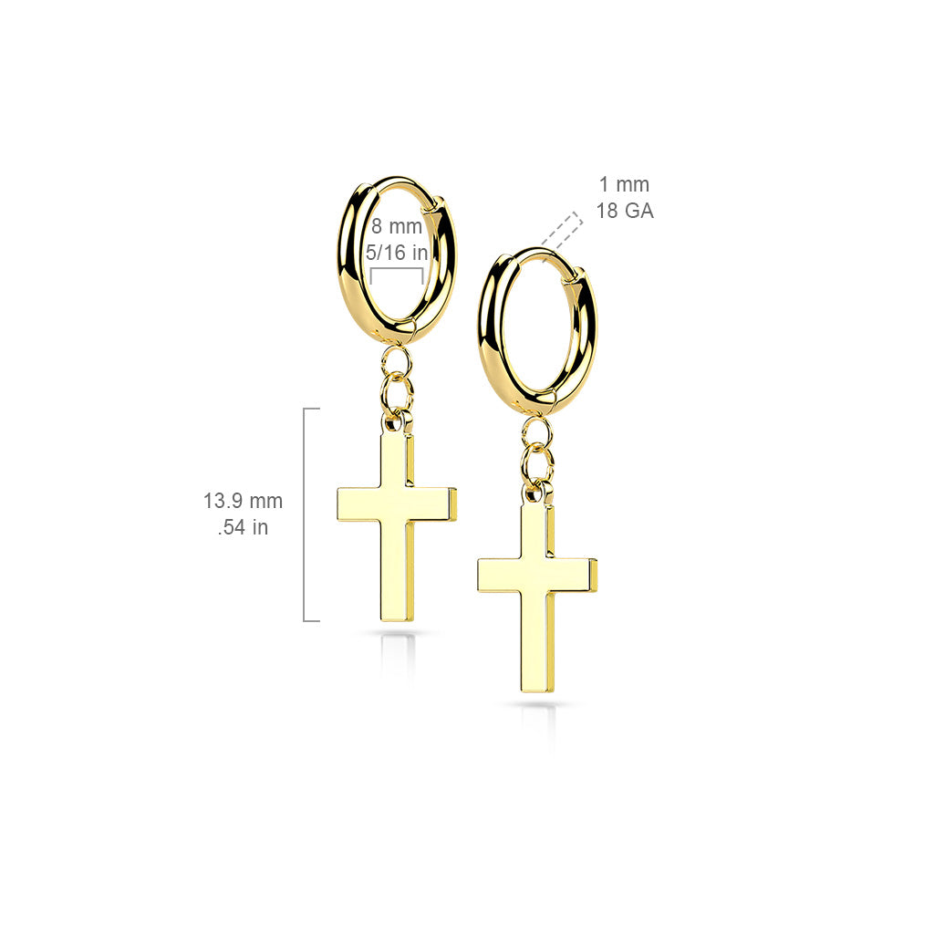Paire Hoop avec Croix / hinged Hoop cross dangle