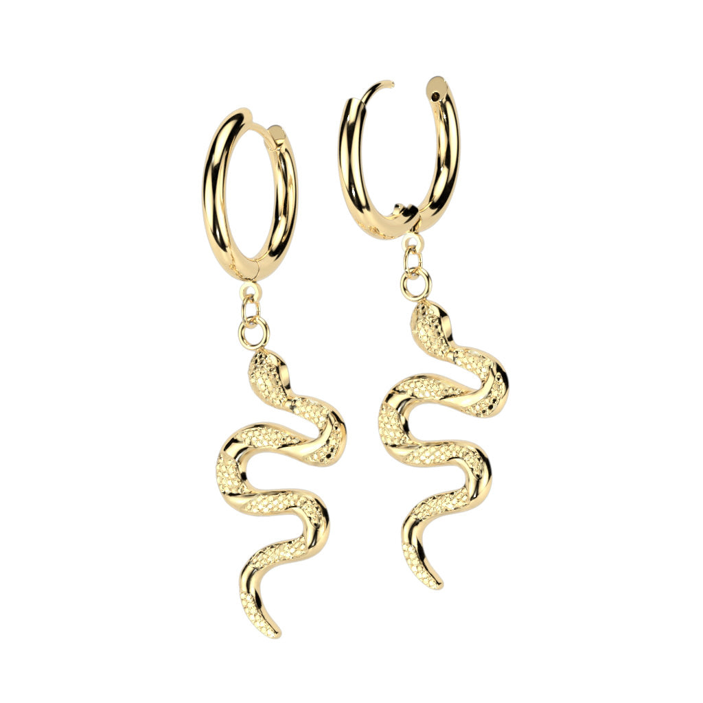 (Paire) Snake Dangle 316L Stainless Steel Hoop Earrings